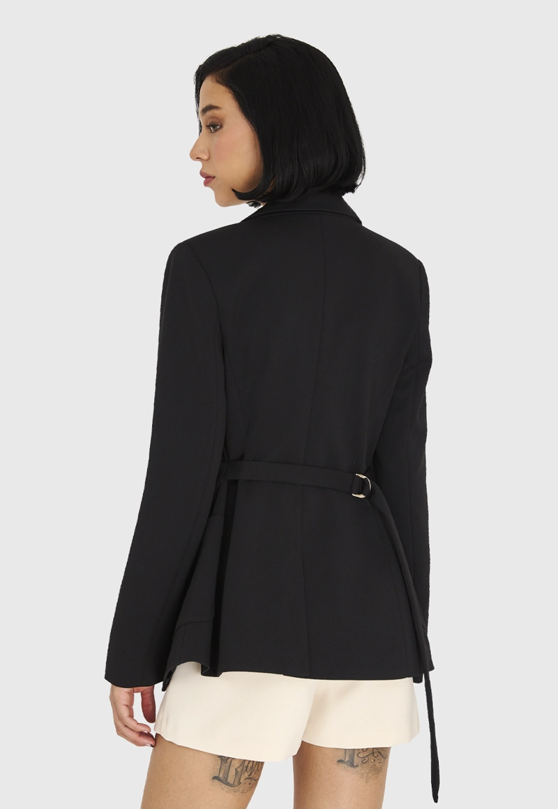 BLAZER MUJER NICOPOLY NEGRO LAZO DELANTERO - 4