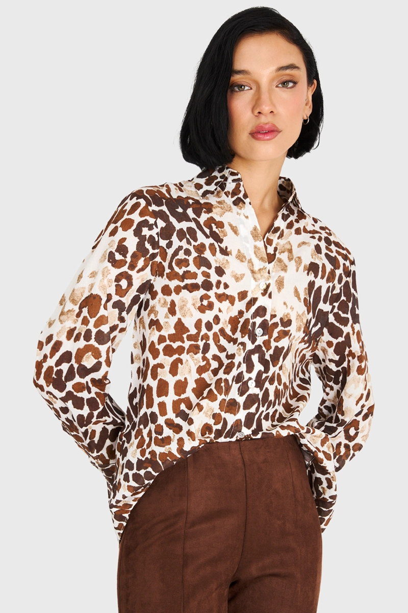 CAMISA ALGODÓN MUJER NICOPOLY CAFÉ SAFARI - 1