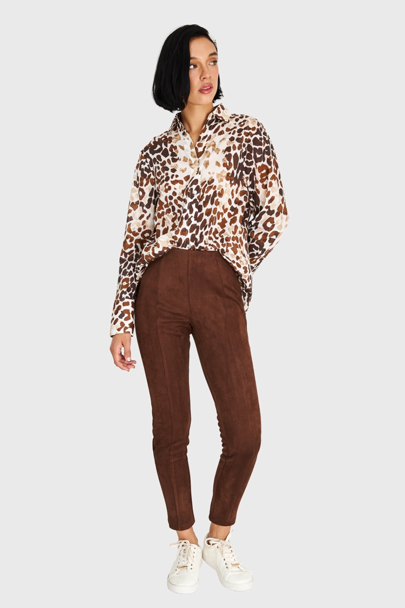CAMISA ALGODÓN MUJER NICOPOLY CAFÉ SAFARI - 3