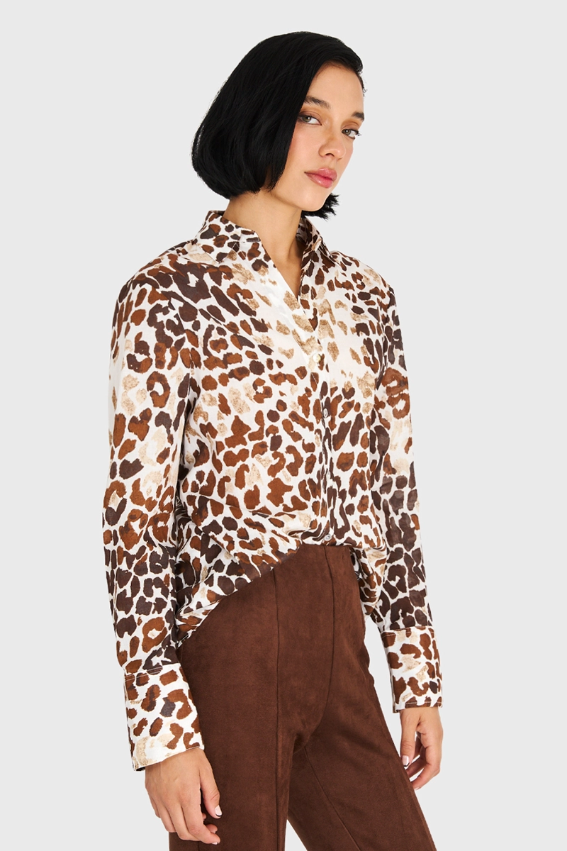 CAMISA ALGODÓN MUJER NICOPOLY CAFÉ SAFARI - 4