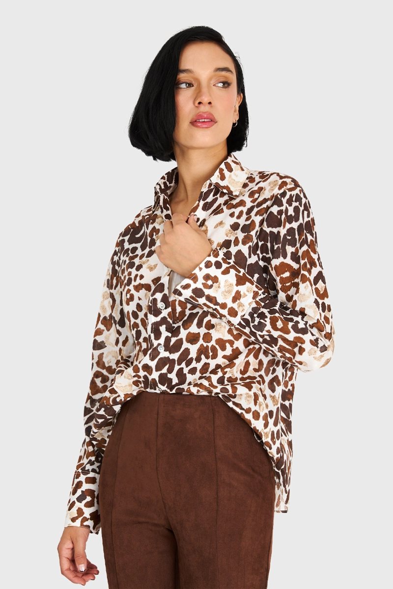 CAMISA ALGODÓN MUJER NICOPOLY CAFÉ SAFARI - 5