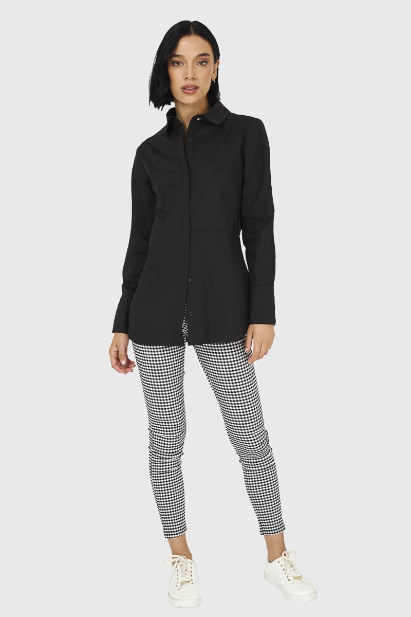 CAMISA ALGODÓN MUJER NICOPOLY NEGRO BÁSICA - 2