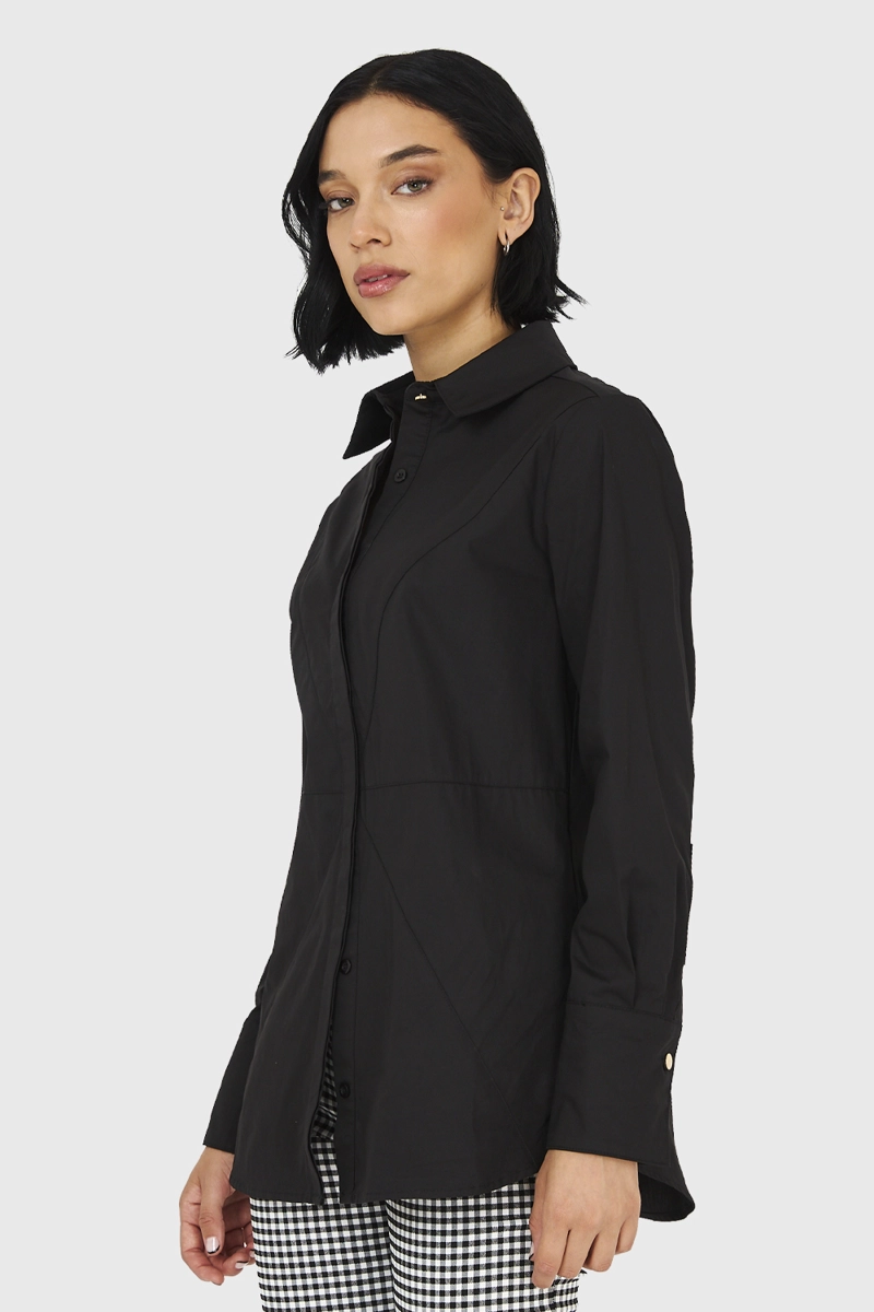 CAMISA ALGODÓN MUJER NICOPOLY NEGRO BÁSICA - 3