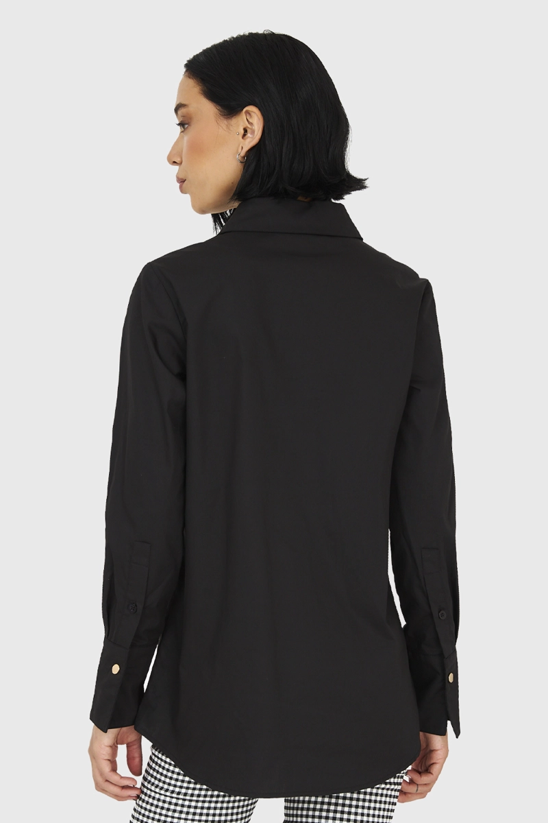 CAMISA ALGODÓN MUJER NICOPOLY NEGRO BÁSICA - 4