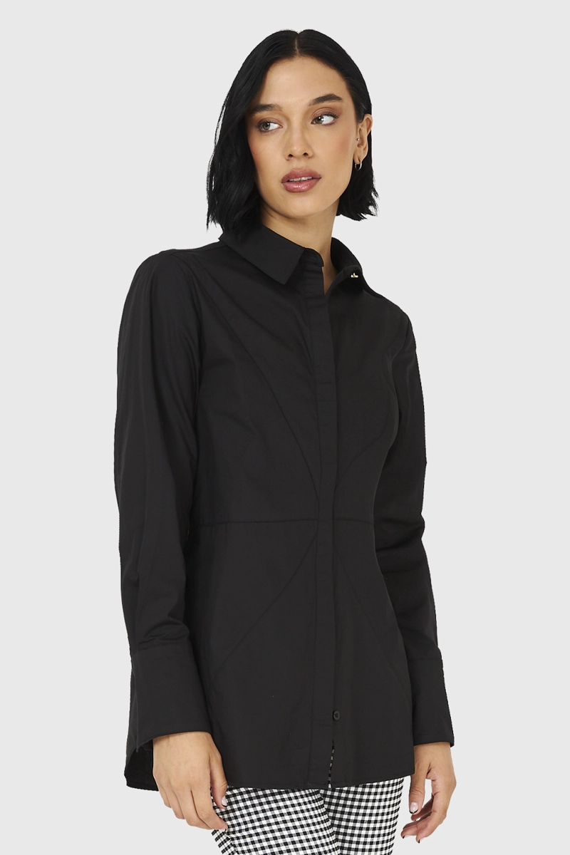 CAMISA ALGODÓN MUJER NICOPOLY NEGRO BÁSICA - 5