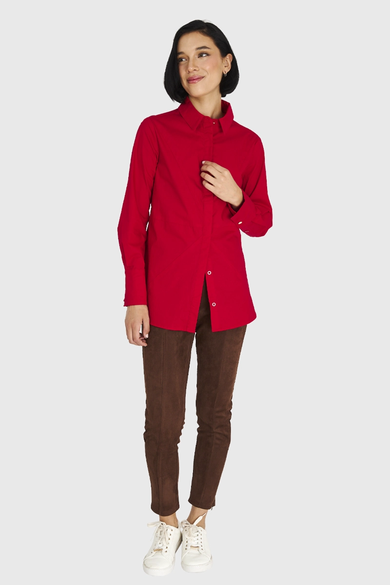 CAMISA ALGODÓN MUJER NICOPOLY ROJO BÁSICA - 2