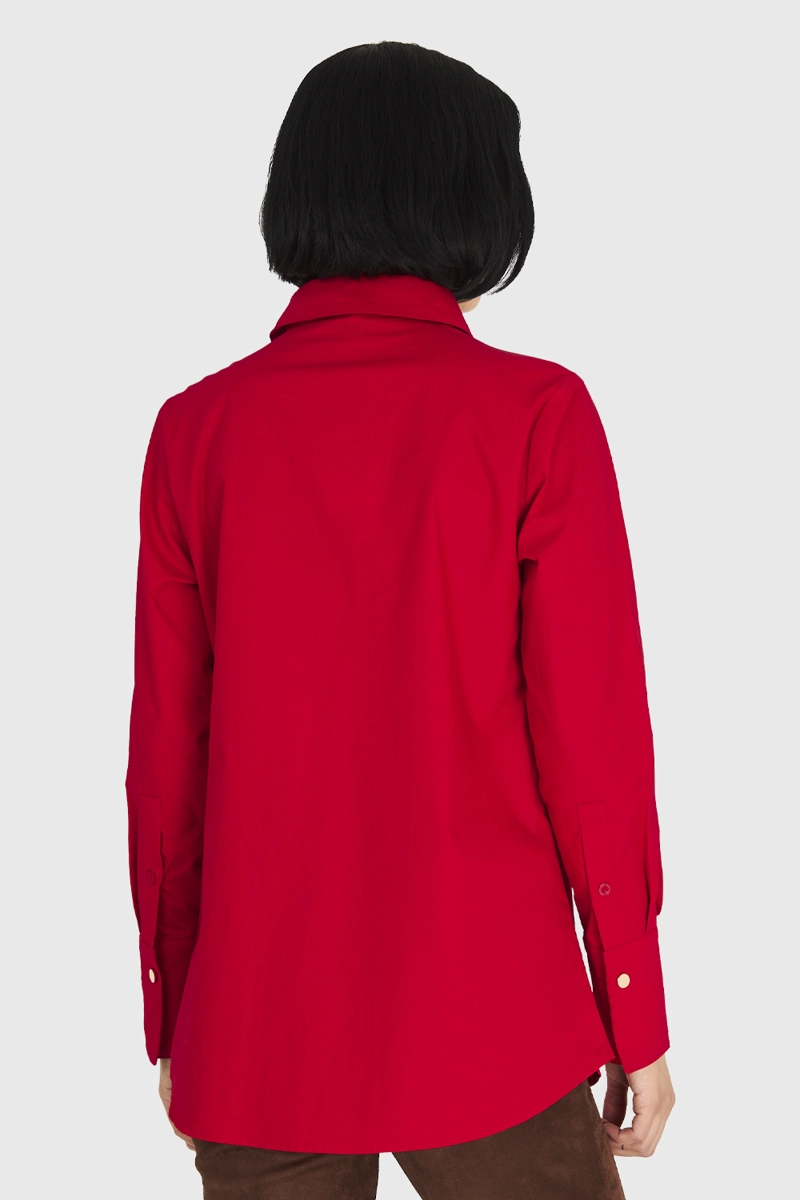 CAMISA ALGODÓN MUJER NICOPOLY ROJO BÁSICA - 4