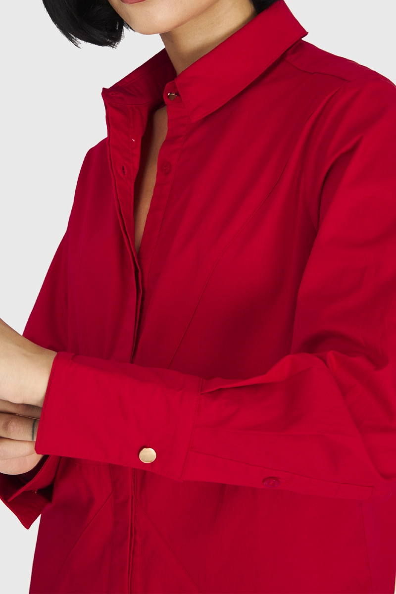 CAMISA ALGODÓN MUJER NICOPOLY ROJO BÁSICA - 6