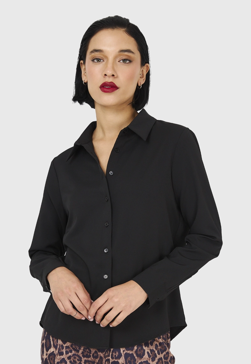 CAMISA MUJER NICOPOLY NEGRO BÁSICA - 1
