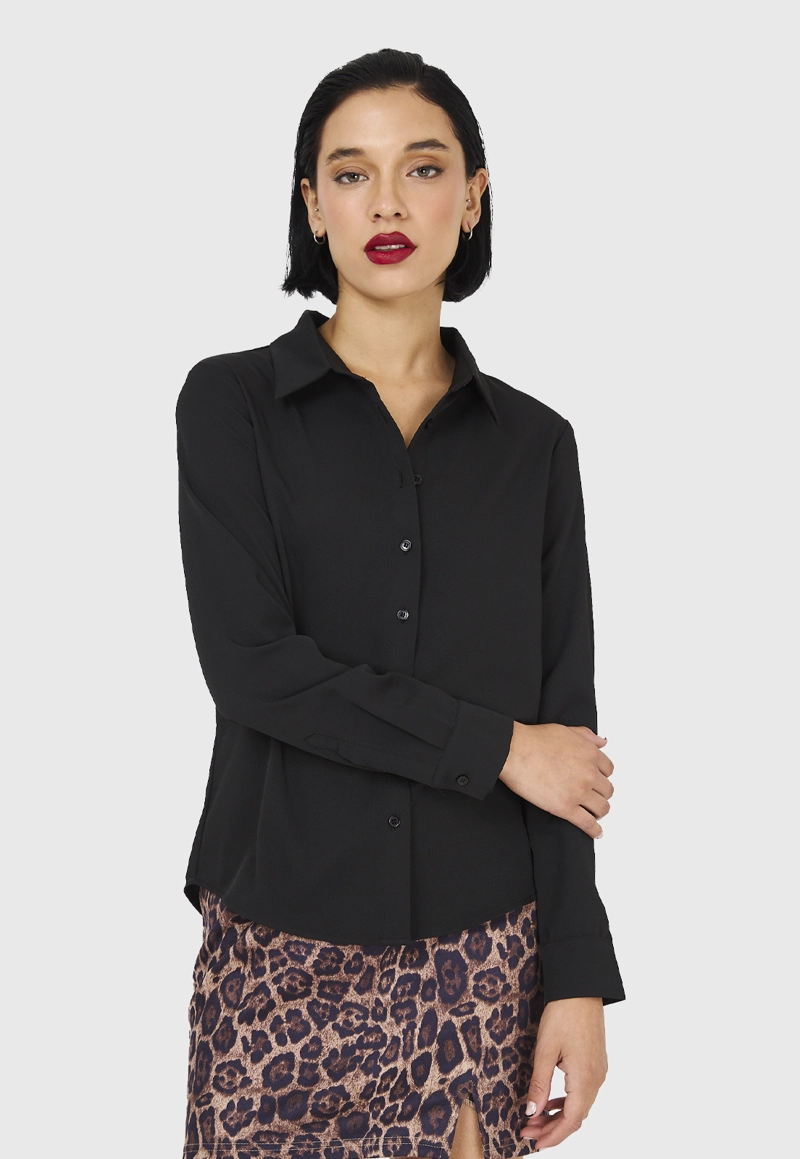 CAMISA MUJER NICOPOLY NEGRO BÁSICA - 5