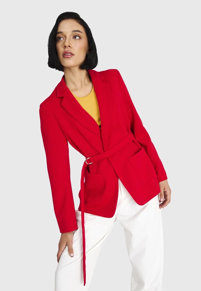 BLAZER MUJER NICOPOLY ROJO LAZO DELANTERO - 1