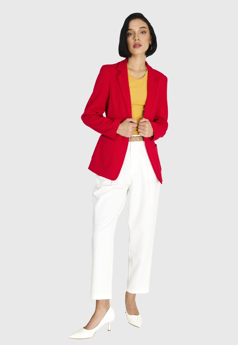 BLAZER MUJER NICOPOLY ROJO LAZO DELANTERO - 2