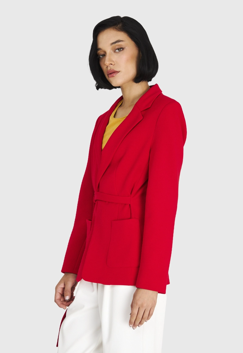 BLAZER MUJER NICOPOLY ROJO LAZO DELANTERO - 3