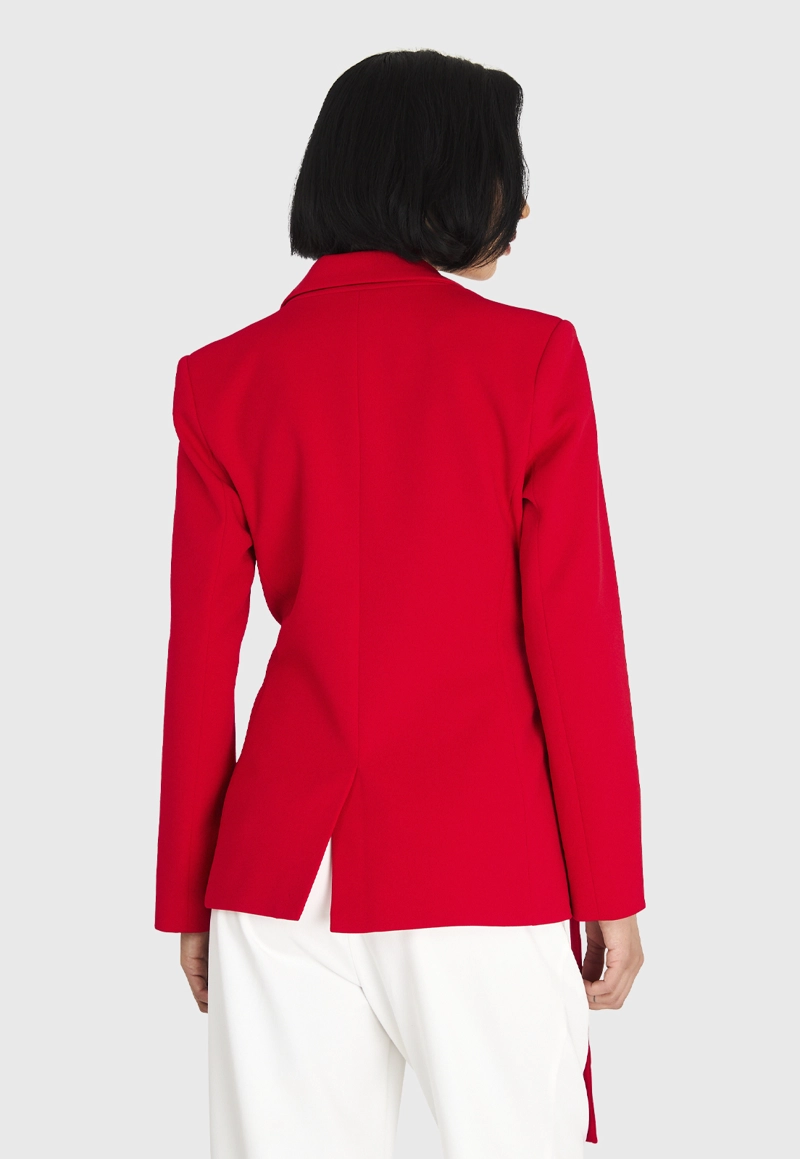 BLAZER MUJER NICOPOLY ROJO LAZO DELANTERO - 4