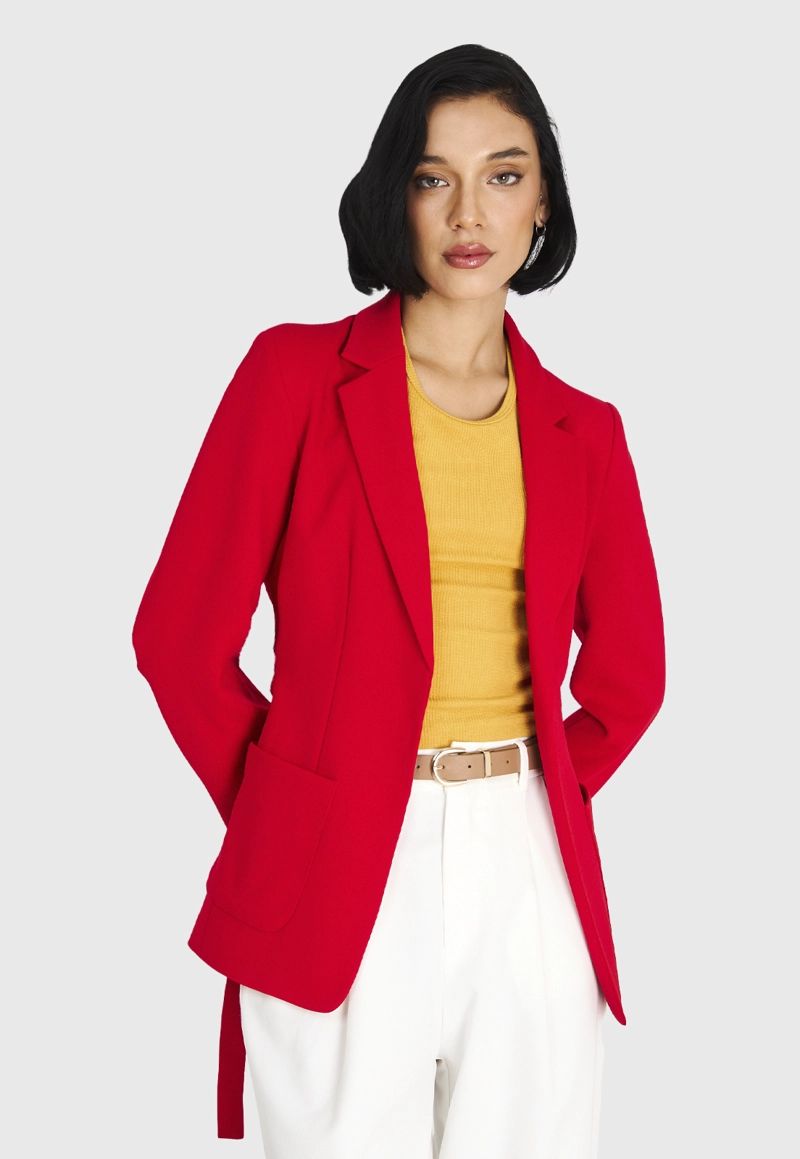 BLAZER MUJER NICOPOLY ROJO LAZO DELANTERO - 5