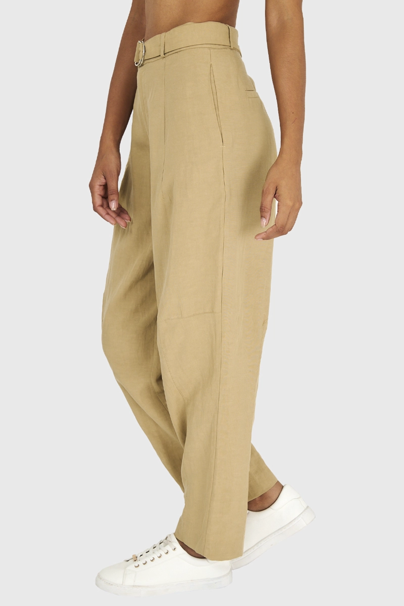 PANTALÓN MUJER NICOPOLY CAQUI LAZO HEBILLA - 3