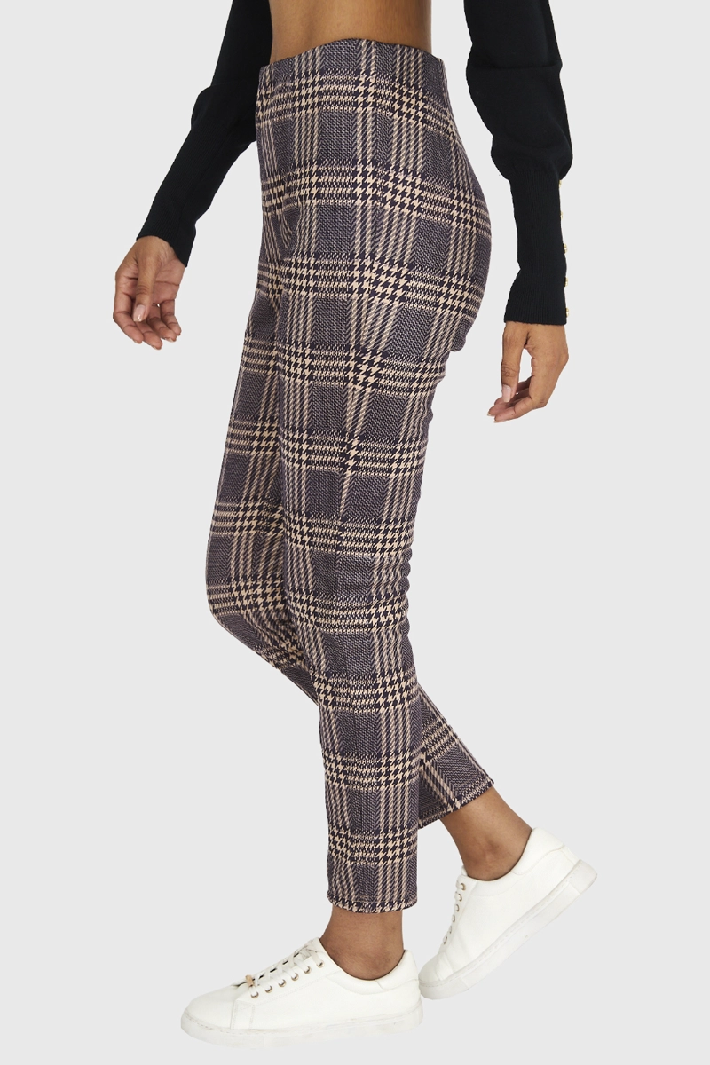 CALZA MUJER NICOPOLY CAFÉ CUADRILLÉ PIE POULE - 3