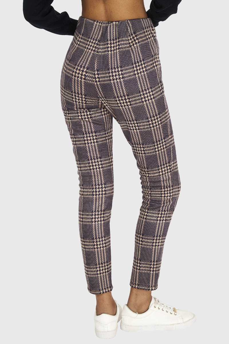 CALZA MUJER NICOPOLY CAFÉ CUADRILLÉ PIE POULE - 4