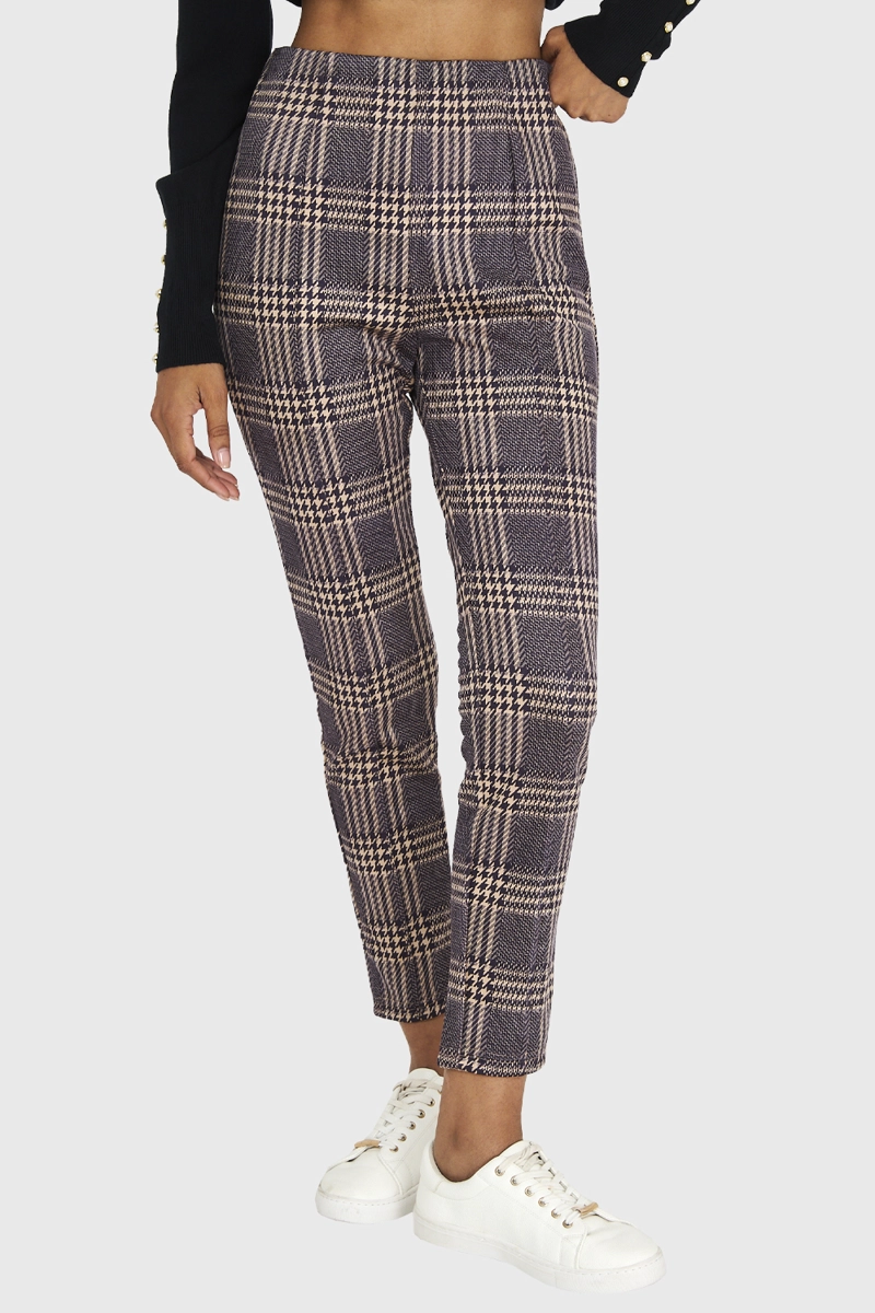 CALZA MUJER NICOPOLY CAFÉ CUADRILLÉ PIE POULE - 5