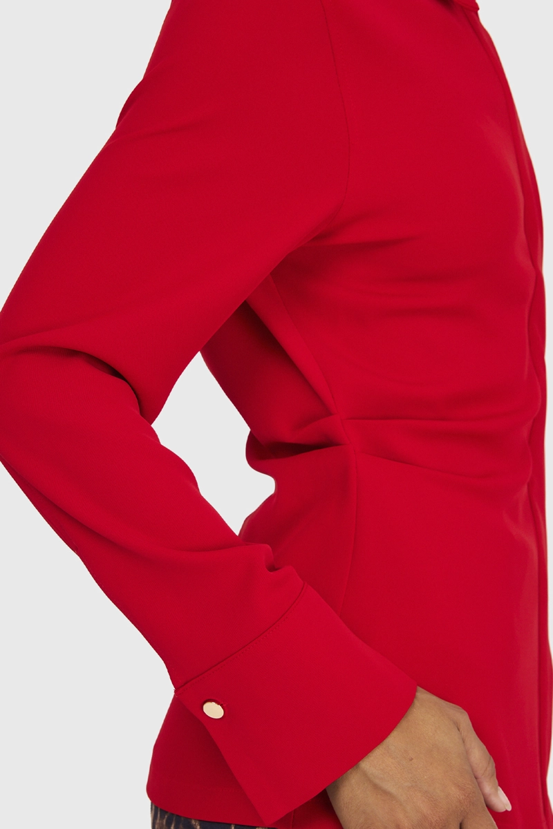 CAMISA MUJER NICOPOLY ROJO PLIEGUES CINTURA - 6