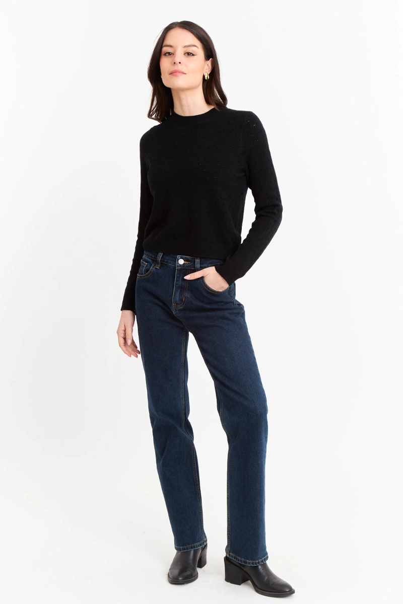SWEATER MUJER NICOPOLY NEGRO BÁSICO CUELLO REDONDO - 2