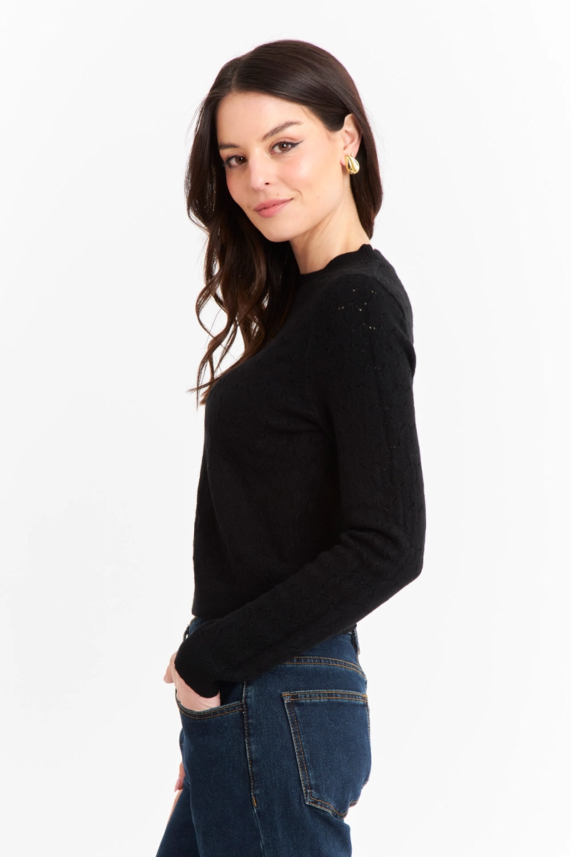 SWEATER MUJER NICOPOLY NEGRO BÁSICO CUELLO REDONDO - 3