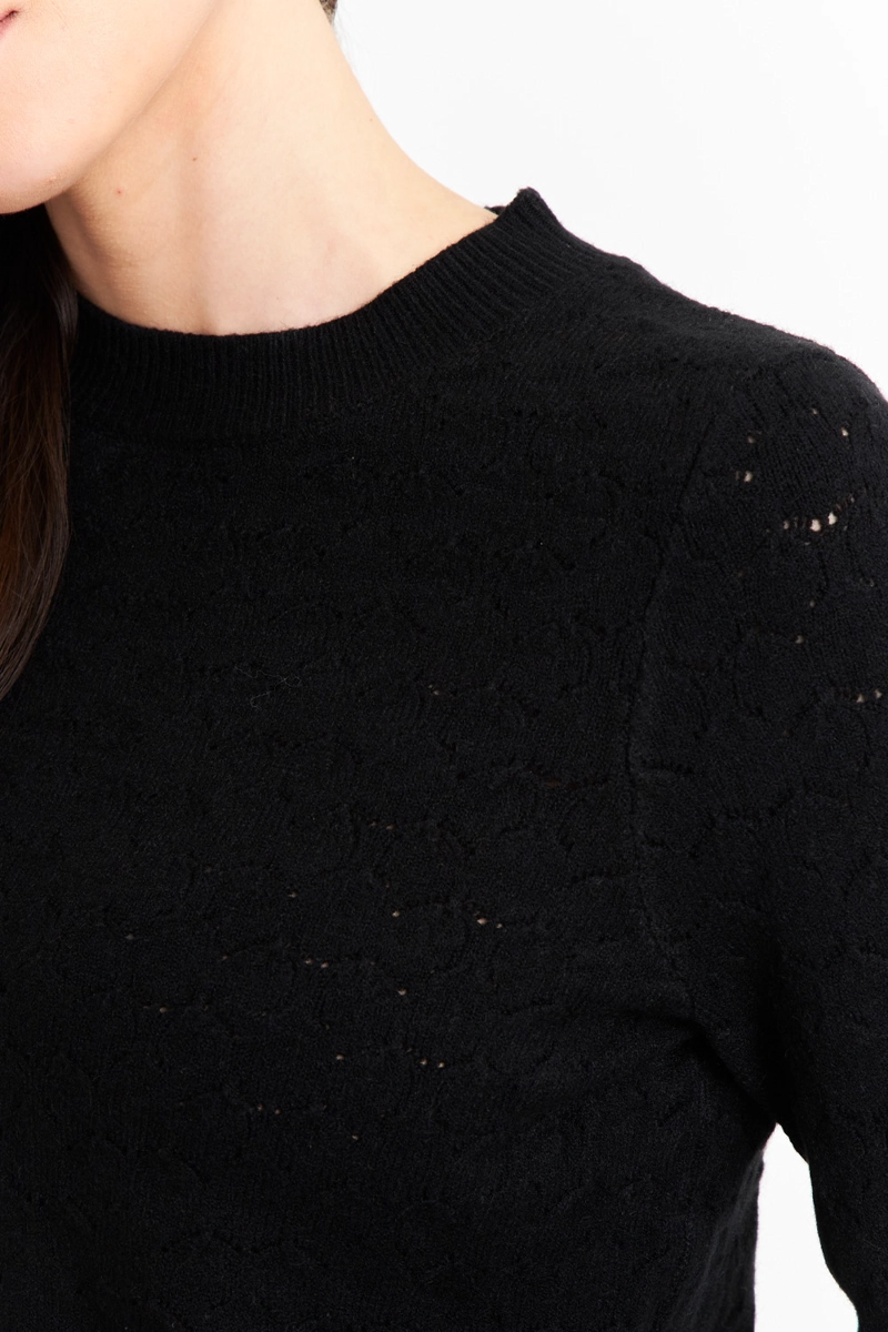 SWEATER MUJER NICOPOLY NEGRO BÁSICO CUELLO REDONDO - 6