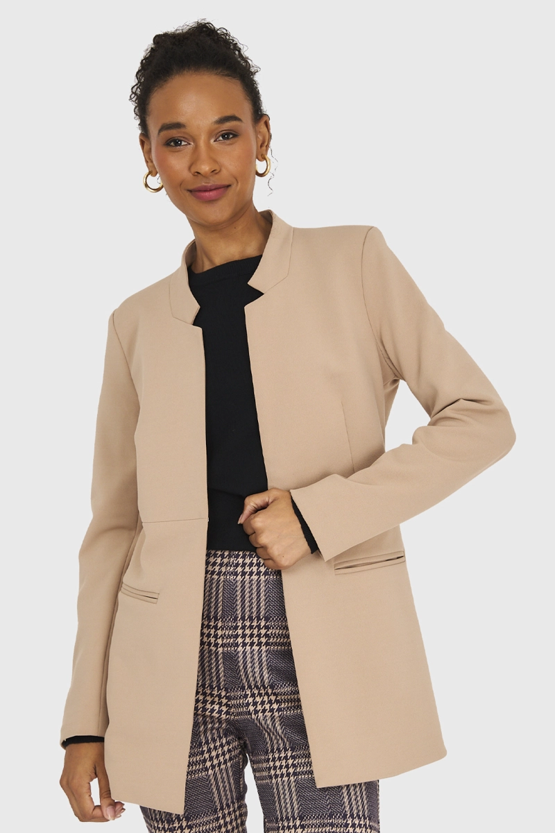 BLAZER MUJER NICOPOLY KHAKI CUELLO MAO - 1