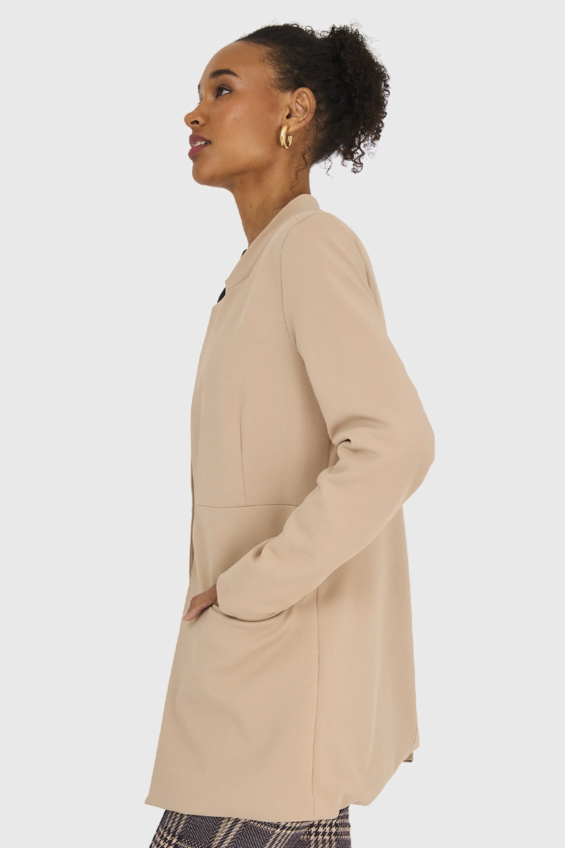BLAZER MUJER NICOPOLY KHAKI CUELLO MAO - 3