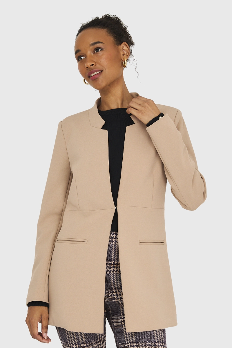 BLAZER MUJER NICOPOLY KHAKI CUELLO MAO - 5