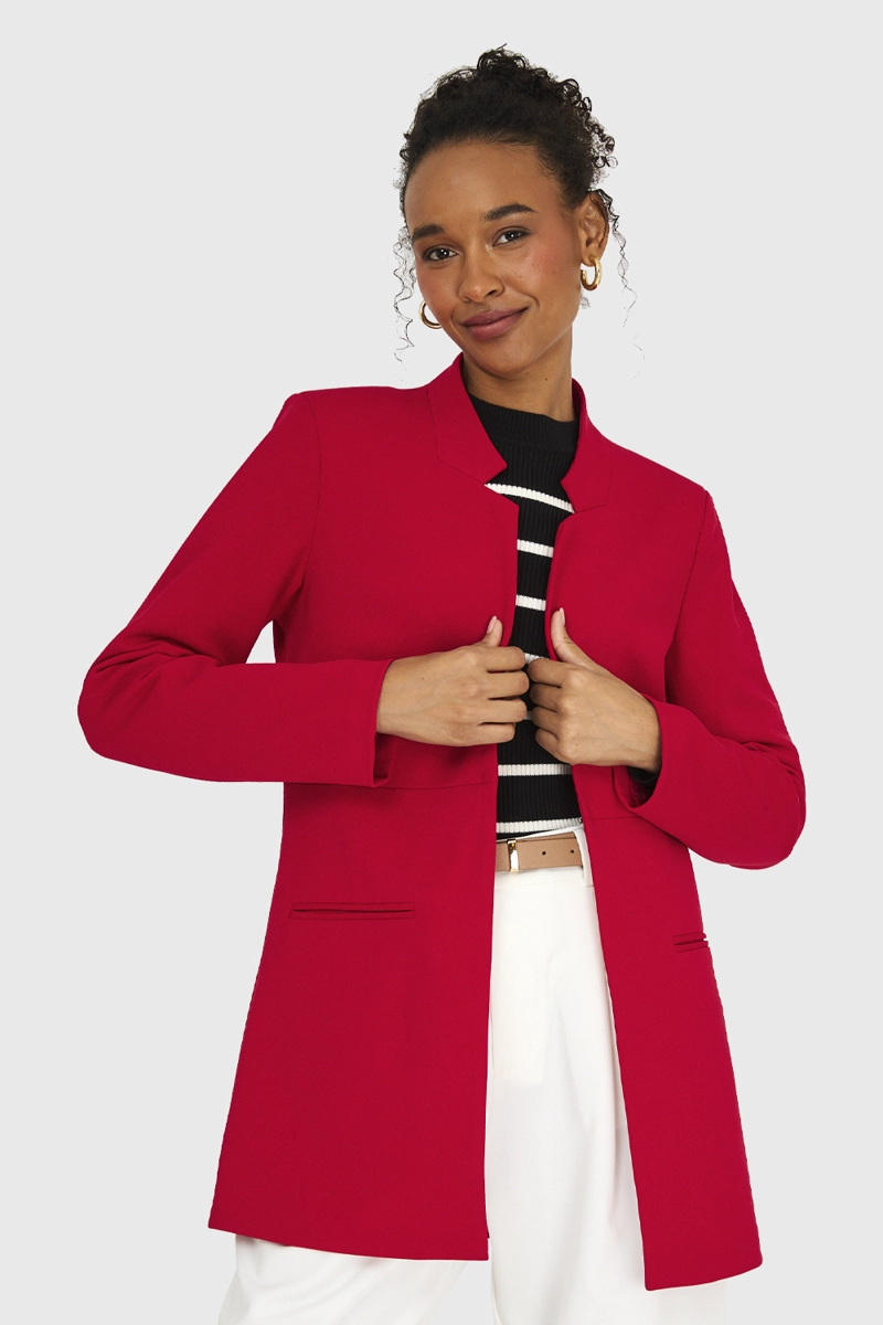 BLAZER MUJER NICOPOLY ROJO CUELLO MAO - 1