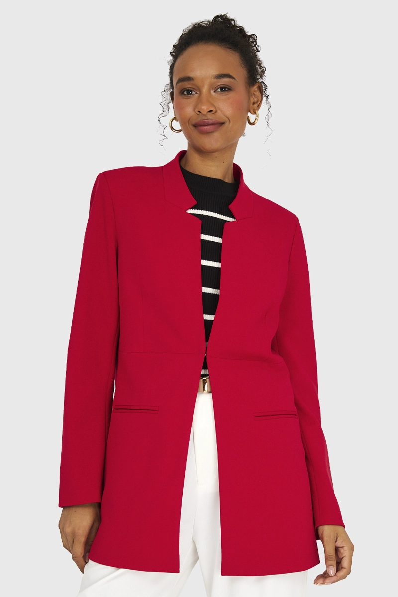 BLAZER MUJER NICOPOLY ROJO CUELLO MAO - 5
