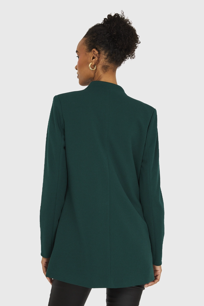 BLAZER MUJER NICOPOLY VERDE OSCURO CUELLO MAO - 4