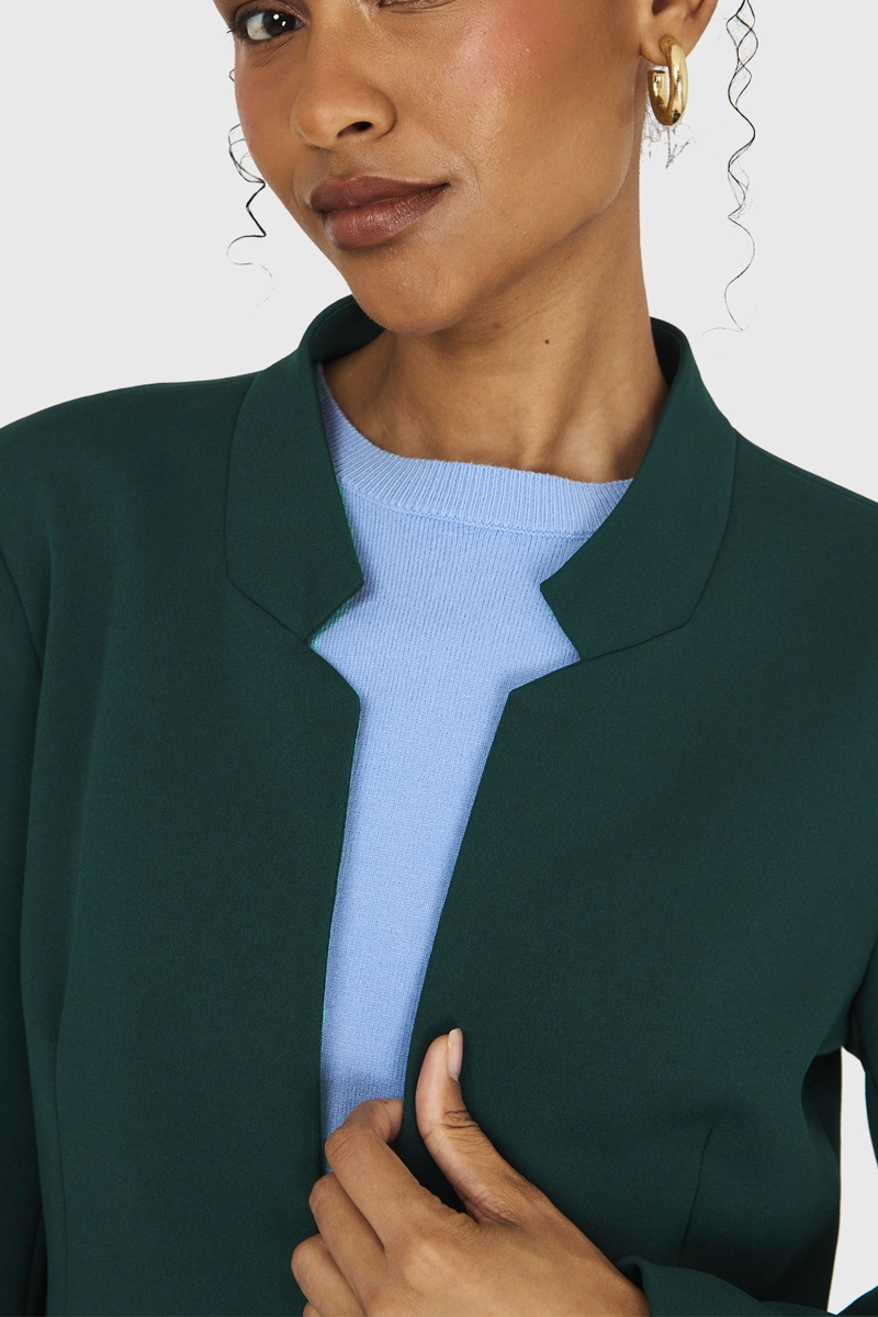 BLAZER MUJER NICOPOLY VERDE OSCURO CUELLO MAO - 6