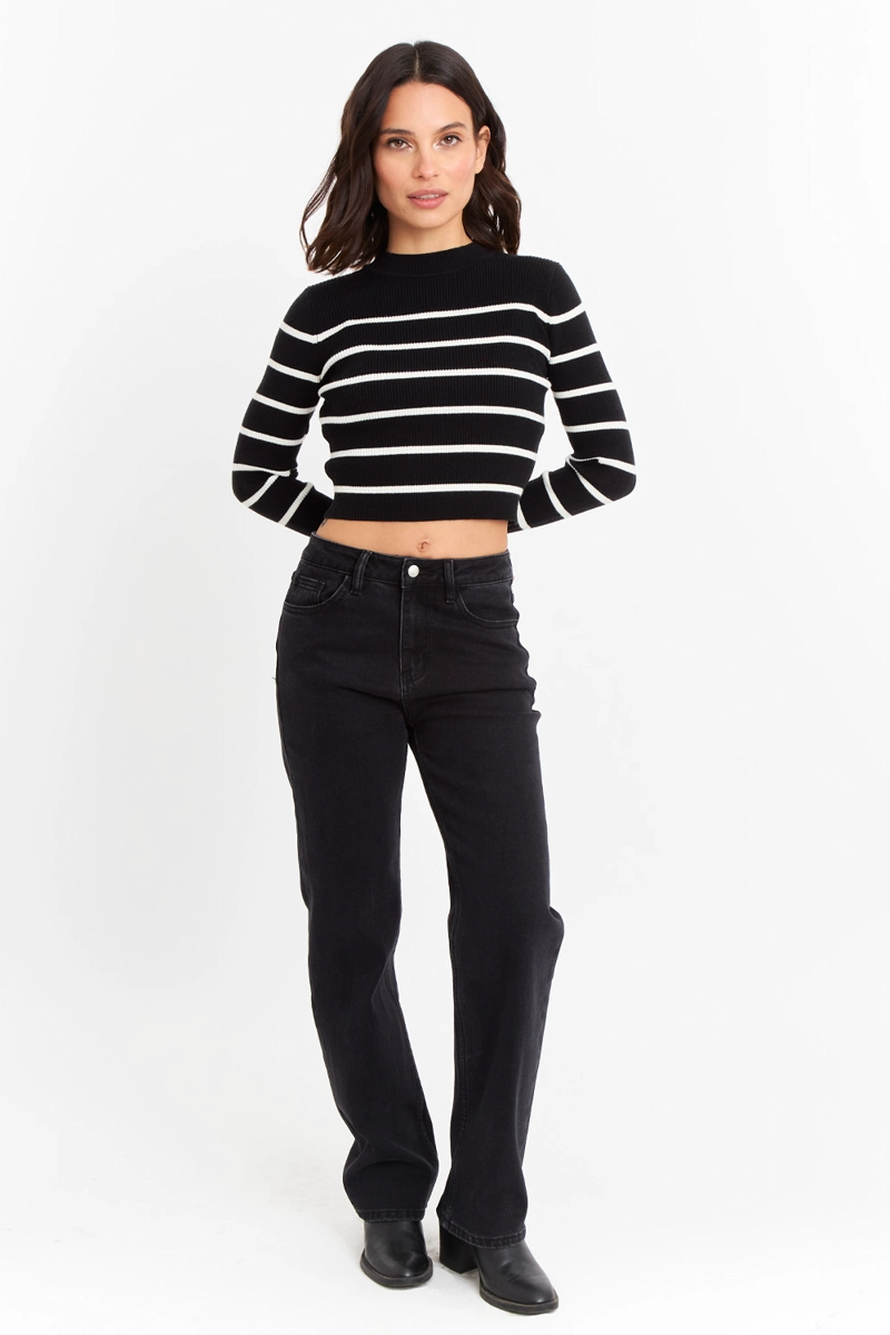 SWEATER MUJER NICOPOLY NEGRO RAYAS - 2