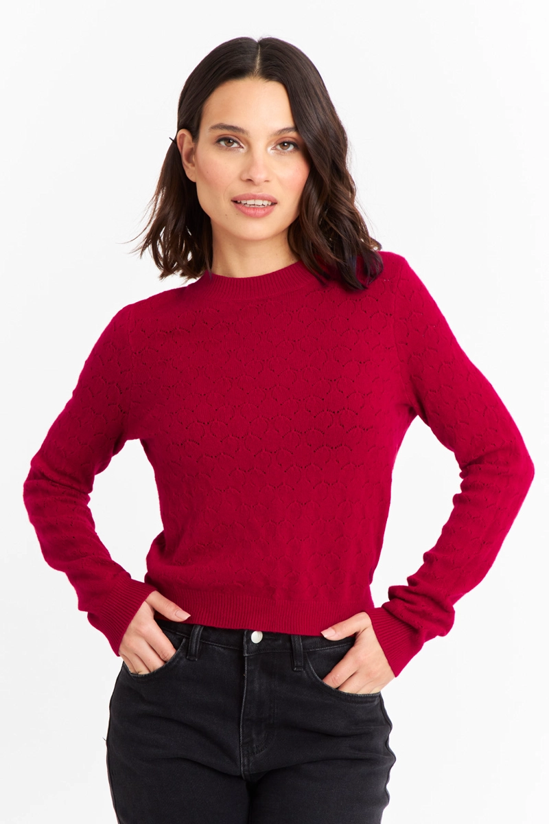 SWEATER MUJER NICOPOLY ROJO BÁSICO CUELLO REDONDO - 1