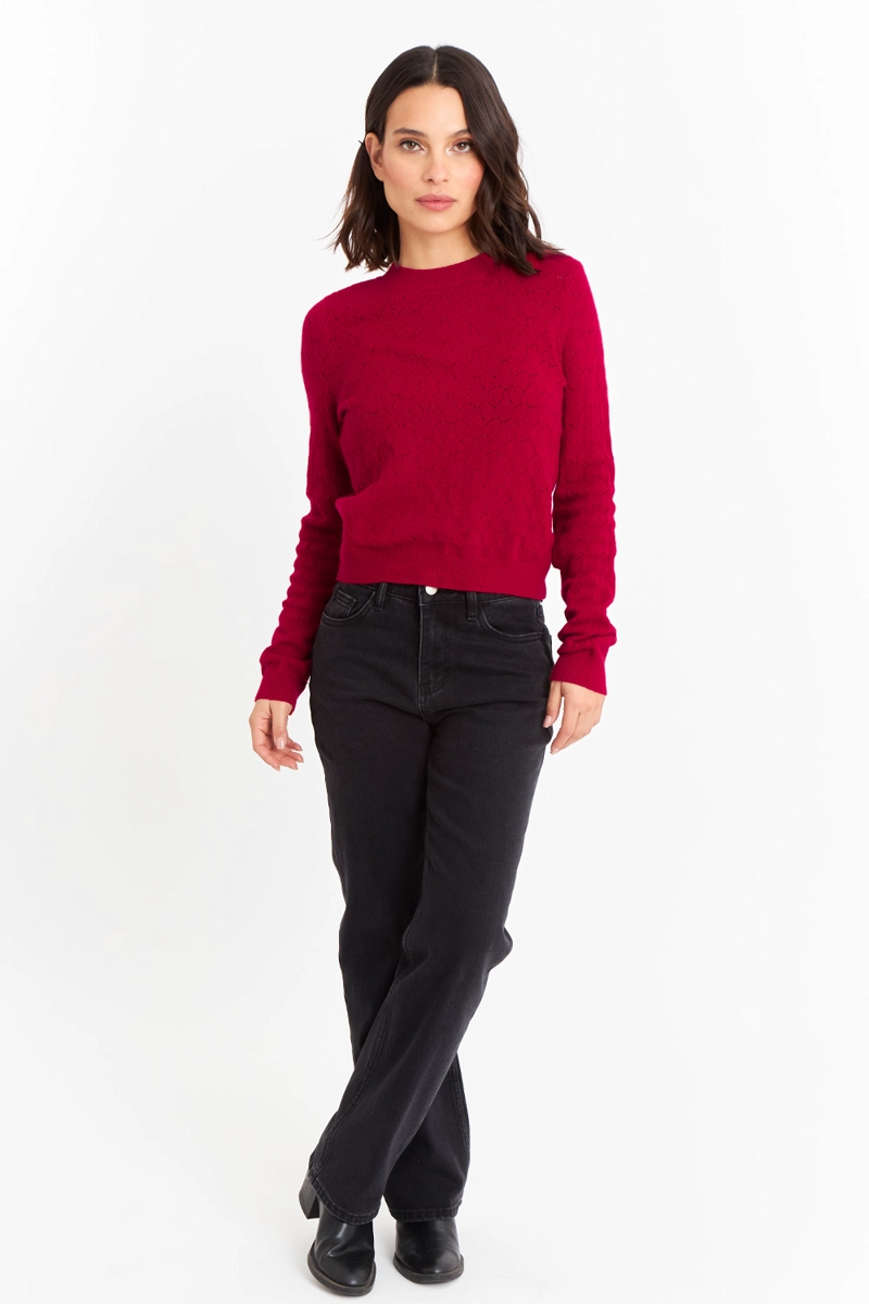 SWEATER MUJER NICOPOLY ROJO BÁSICO CUELLO REDONDO - 2