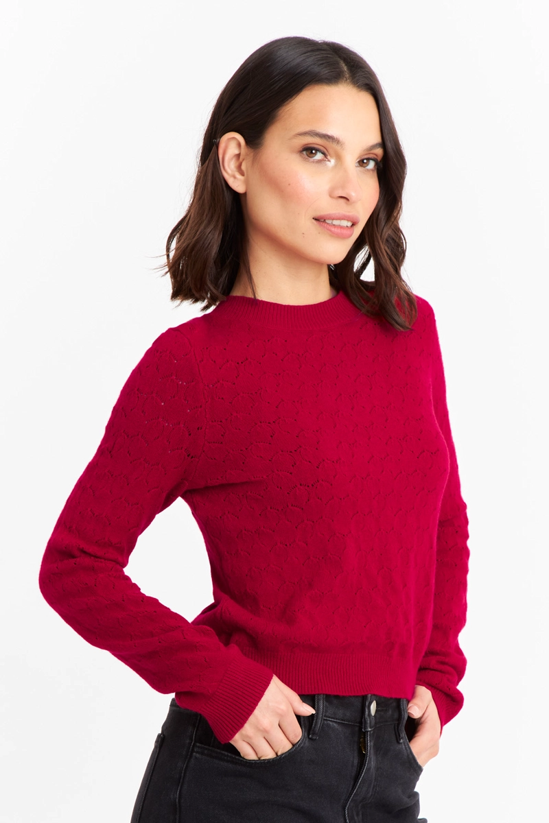SWEATER MUJER NICOPOLY ROJO BÁSICO CUELLO REDONDO - 3