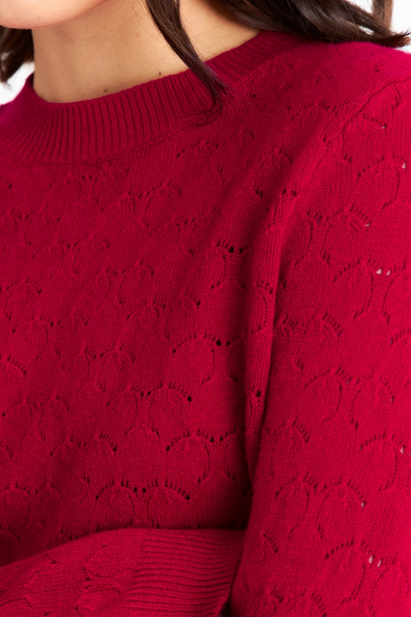 SWEATER MUJER NICOPOLY ROJO BÁSICO CUELLO REDONDO - 6