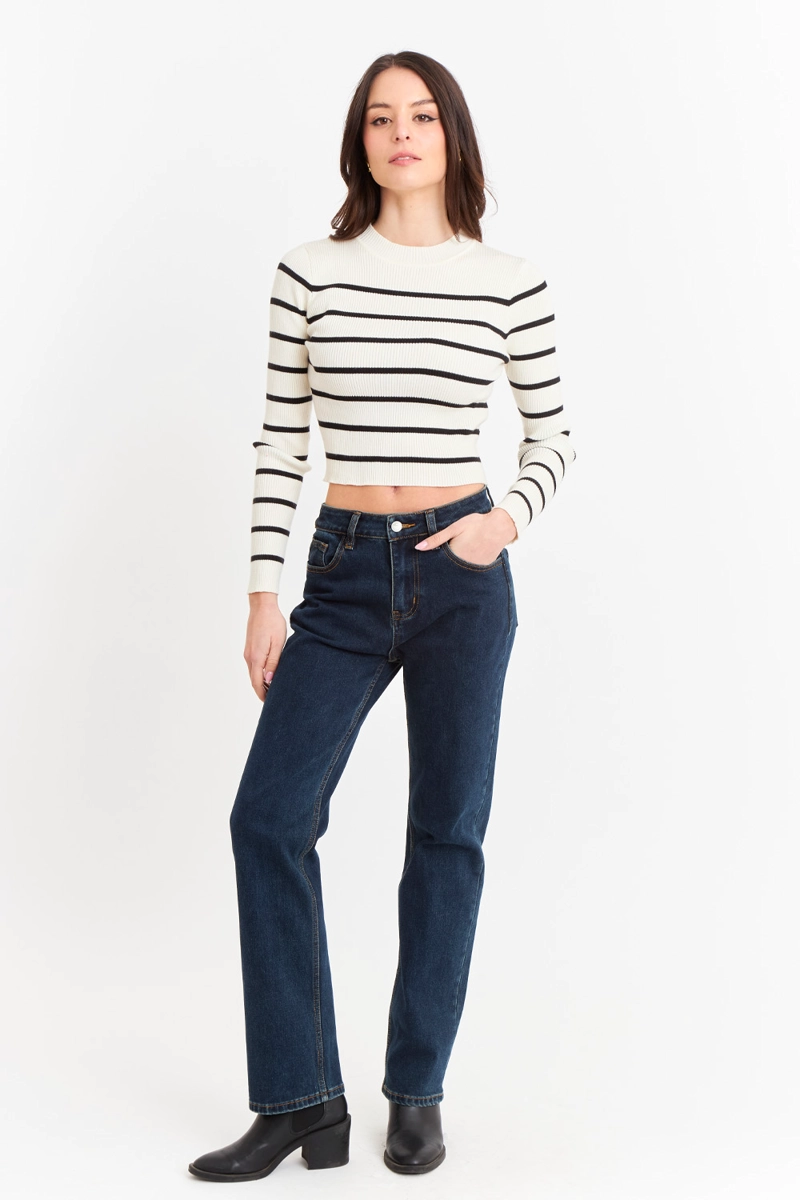 SWEATER MUJER NICOPOLY BLANCO INVIERNO RAYAS - 2