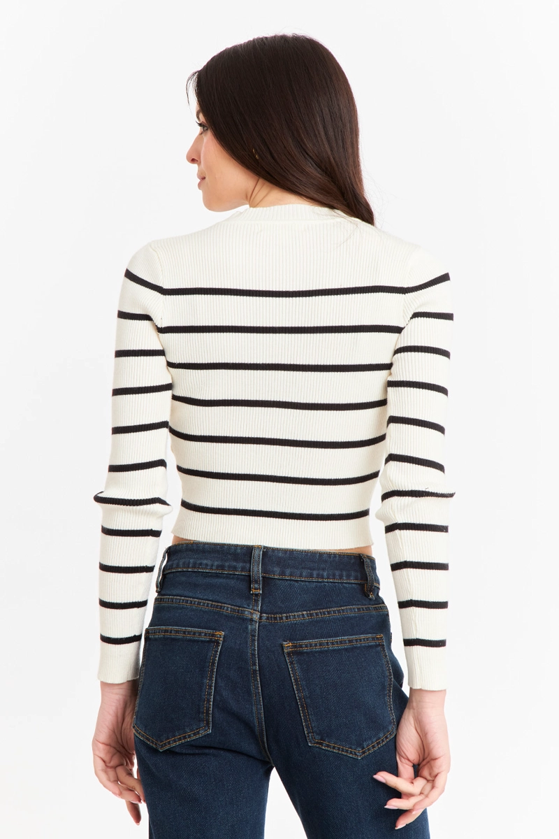 SWEATER MUJER NICOPOLY BLANCO INVIERNO RAYAS - 4