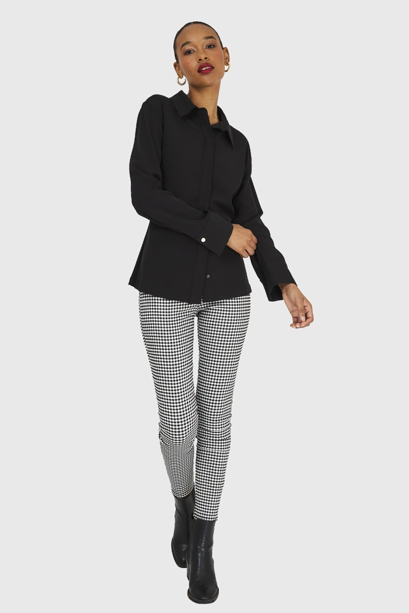 CAMISA MUJER NICOPOLY NEGRO PLIEGUES CINTURA - 2