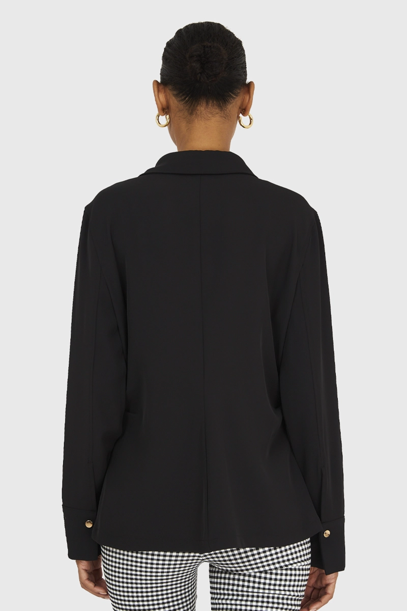 CAMISA MUJER NICOPOLY NEGRO PLIEGUES CINTURA - 4