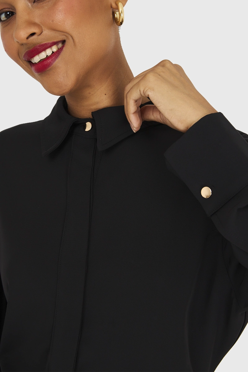 CAMISA MUJER NICOPOLY NEGRO PLIEGUES CINTURA - 6