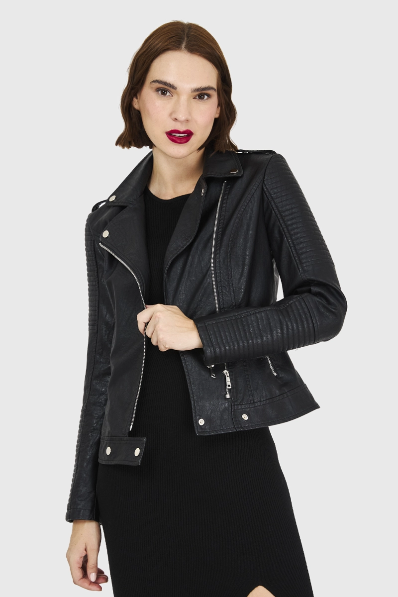CHAQUETA BIKER NEGRO NICOPOLY - 1