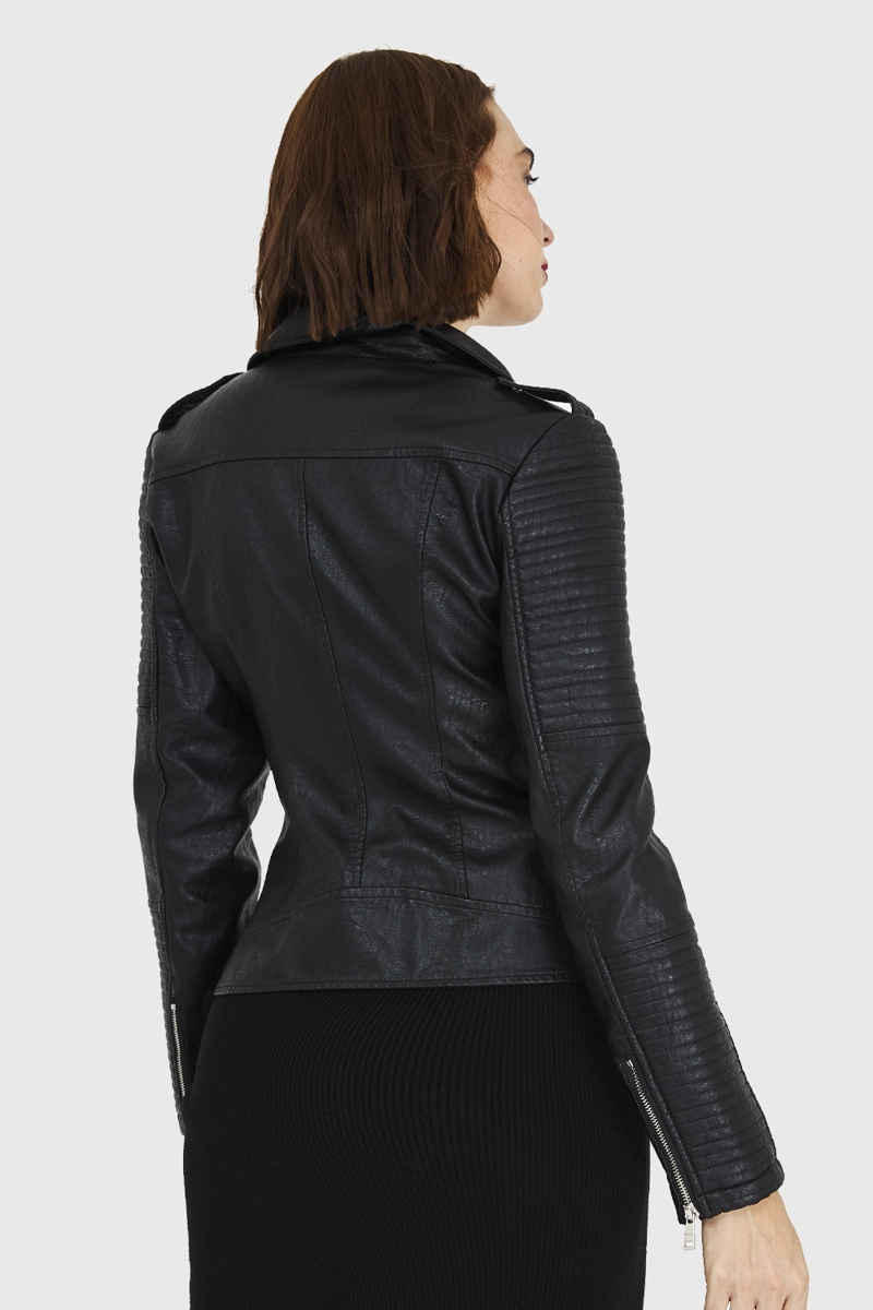CHAQUETA BIKER NEGRO NICOPOLY - 4