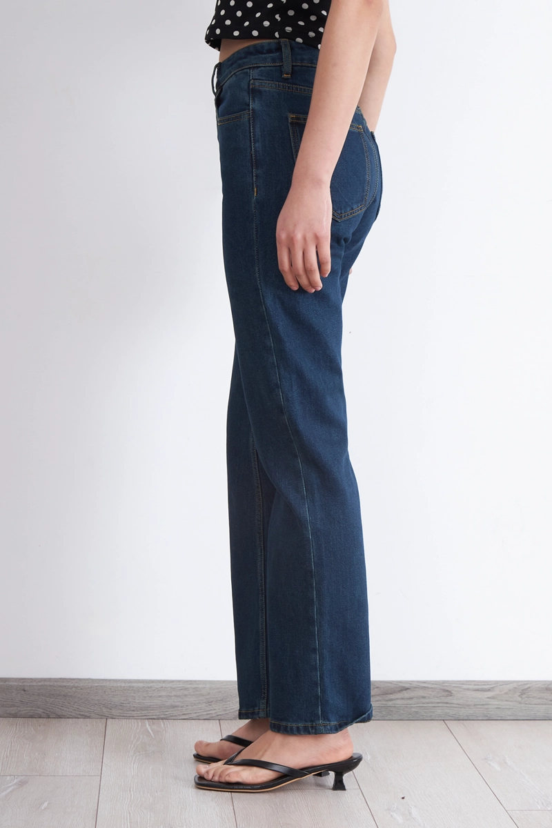 JEANS BASICO RECTO AZUL MARINO MUJER NICOPOLY - 3