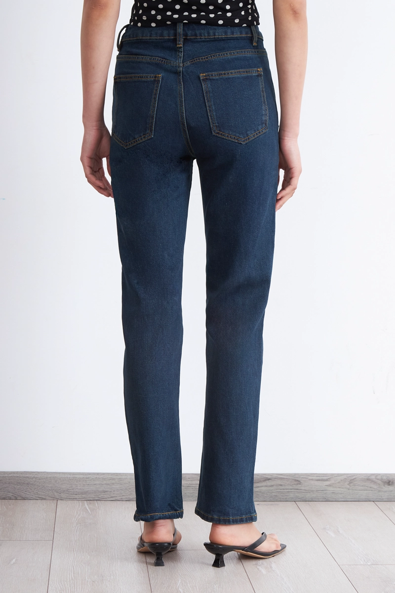 JEANS BASICO RECTO AZUL MARINO MUJER NICOPOLY - 4