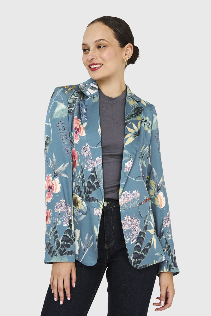 BLAZER FLOREADO CELESTE NICOPOLY - 1