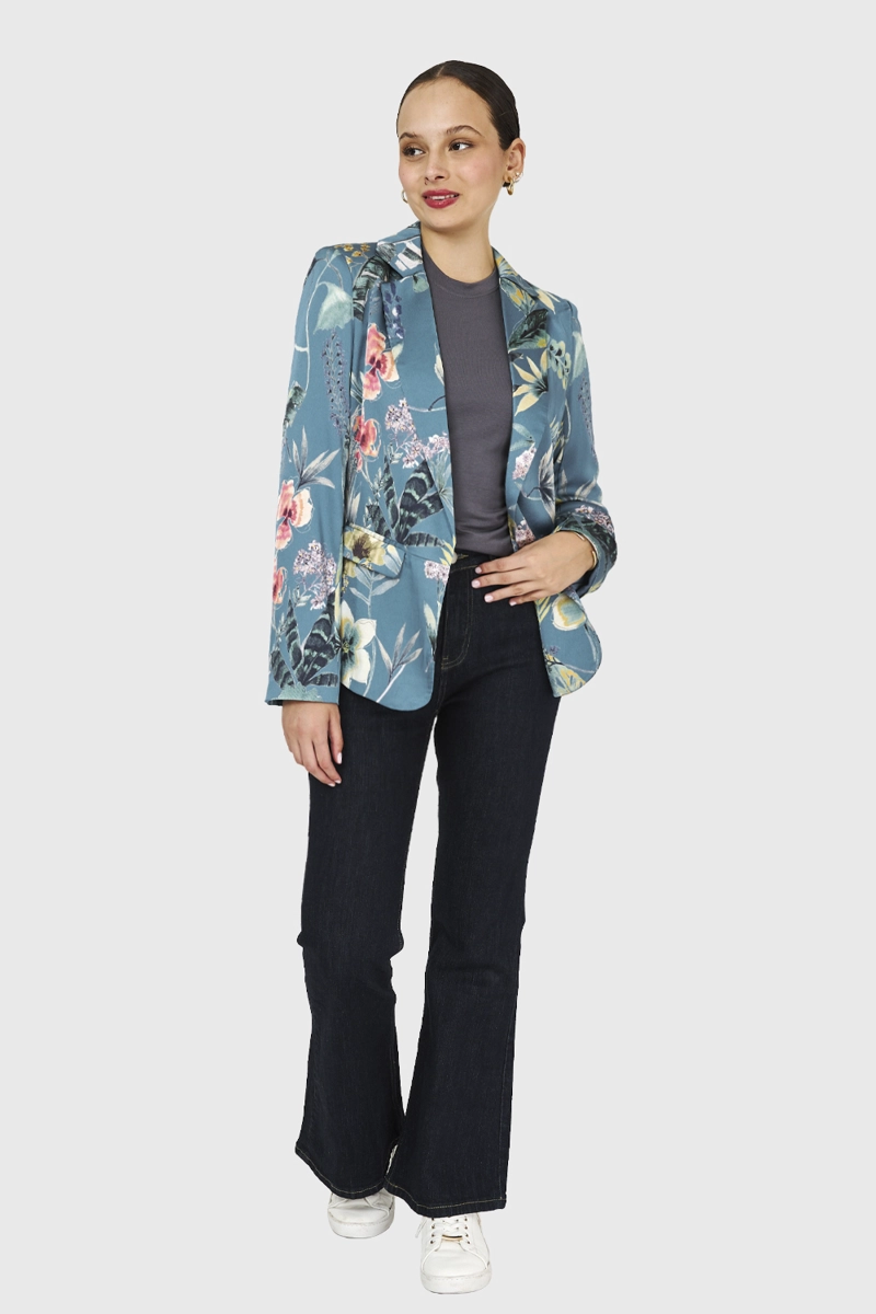 BLAZER FLOREADO CELESTE NICOPOLY - 2